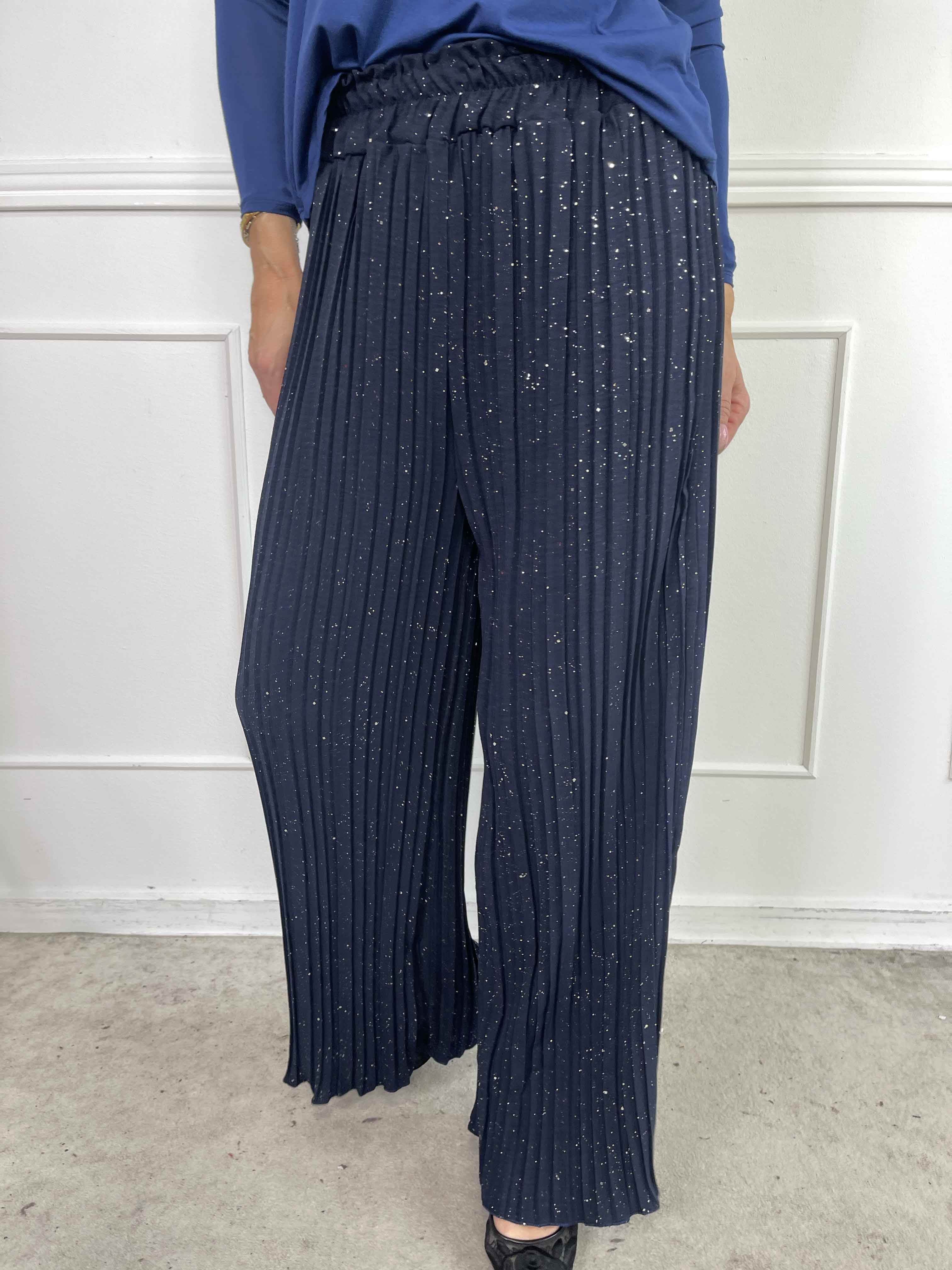 Pola Glitter - Plisserade löst sittande byxor med glitter